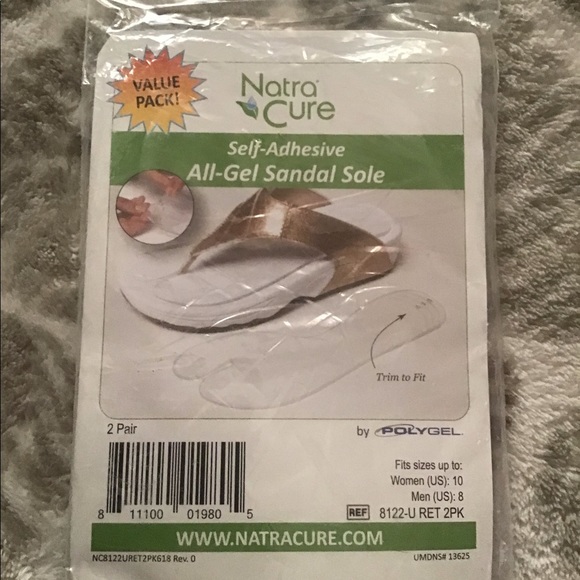 Shoes - NatraCure Self-Adhesive All-Gel Sandal Sole 2 pair fits sizes up to 10 NEW